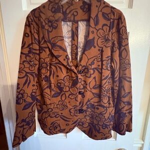 Floral Brown and Black Women's Handmade Jacket